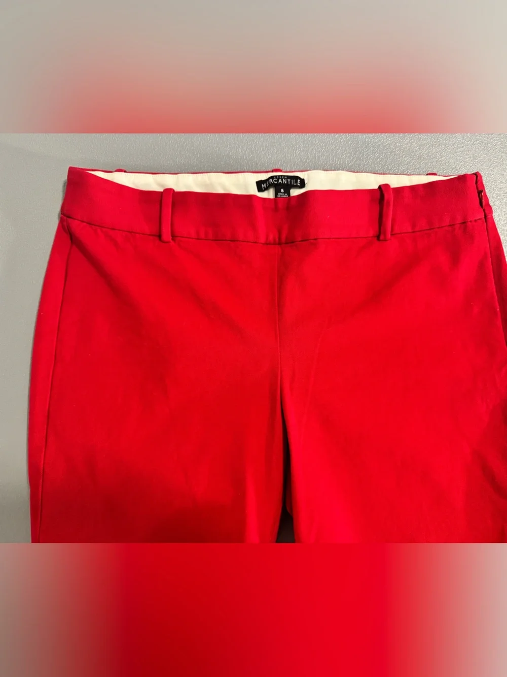 J. Crew Mercantile Red Cotton Slim Fit Dress Pants Size 8 - Picture 2 of 10